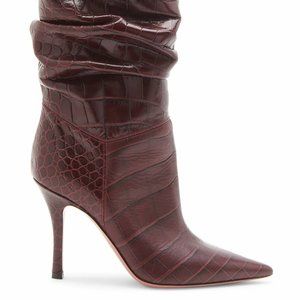 Ida Croc-Embossed Leather Booties